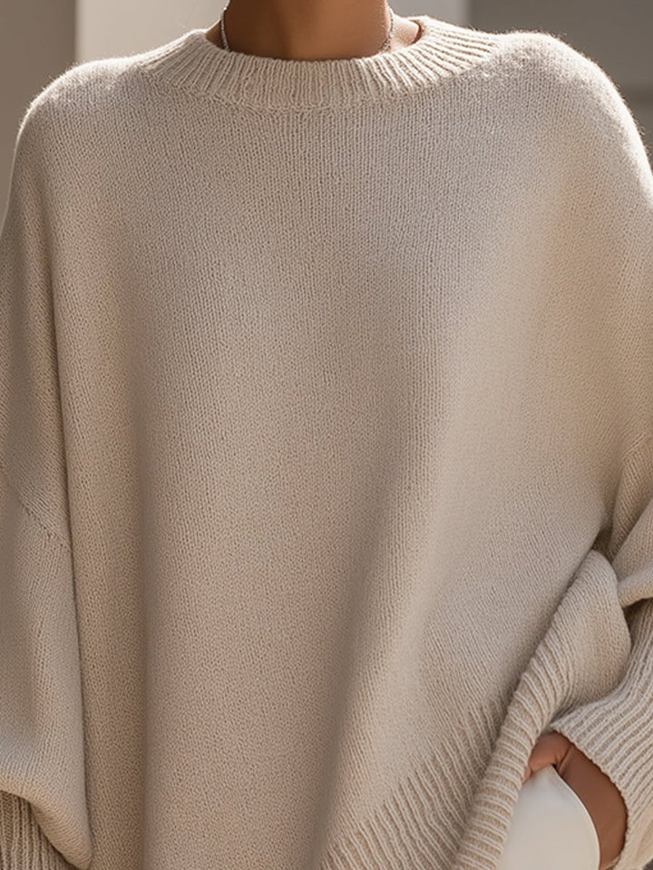 Nadalene | Oversized Batwing Sleeve Ribbed Sweater for Women