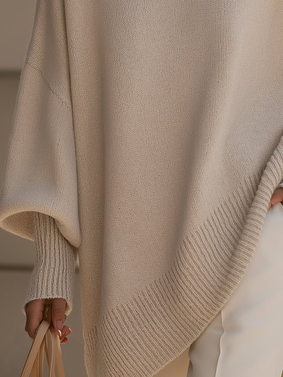 Nadalene | Oversized Batwing Sleeve Ribbed Sweater for Women