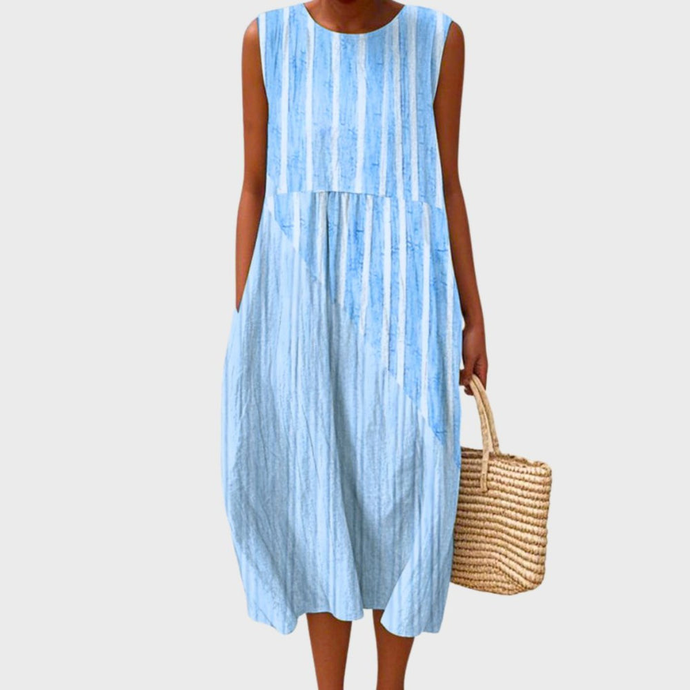 Marit | Women's Sleeveless Midi Dress Relaxed-Fit Checkered