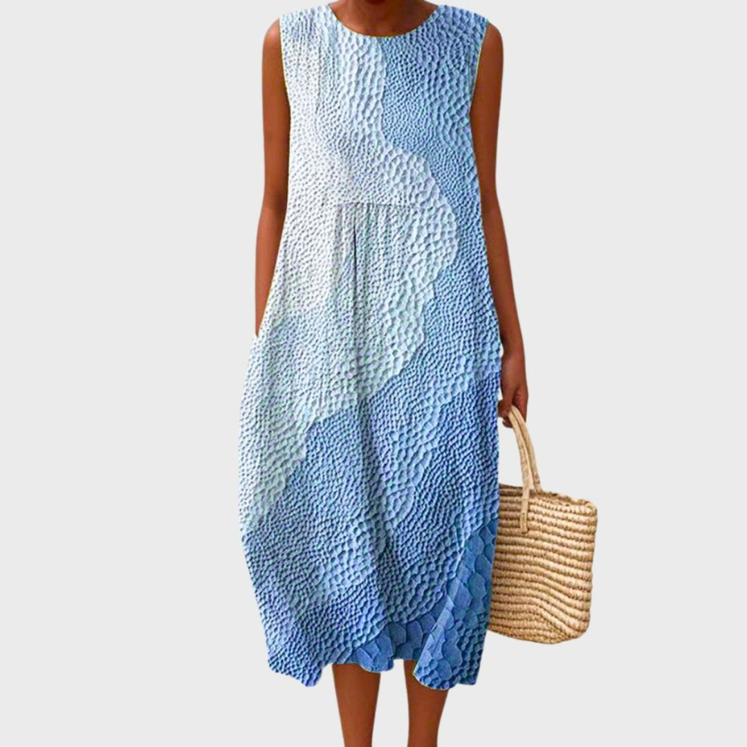 Marit | Women's Sleeveless Midi Dress Relaxed-Fit Checkered