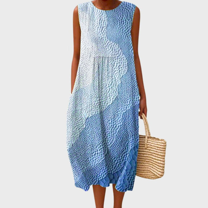 Marit | Women's Sleeveless Midi Dress Relaxed-Fit Checkered