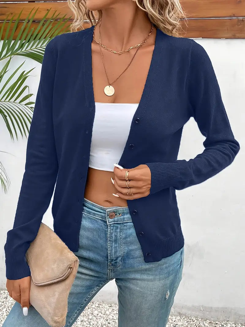 Tessa | Button-Front V-Neck Knit Cardigan for Women