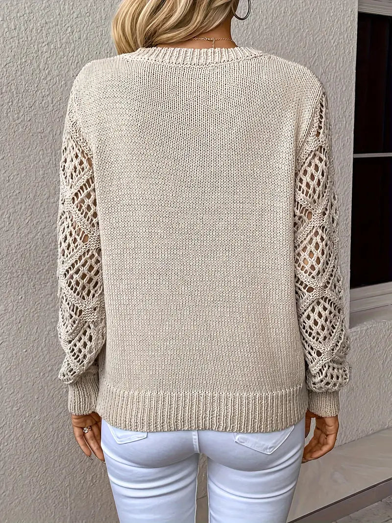 Nadette | Ribbed V-Neck Sweater with Long Sleeves for Women