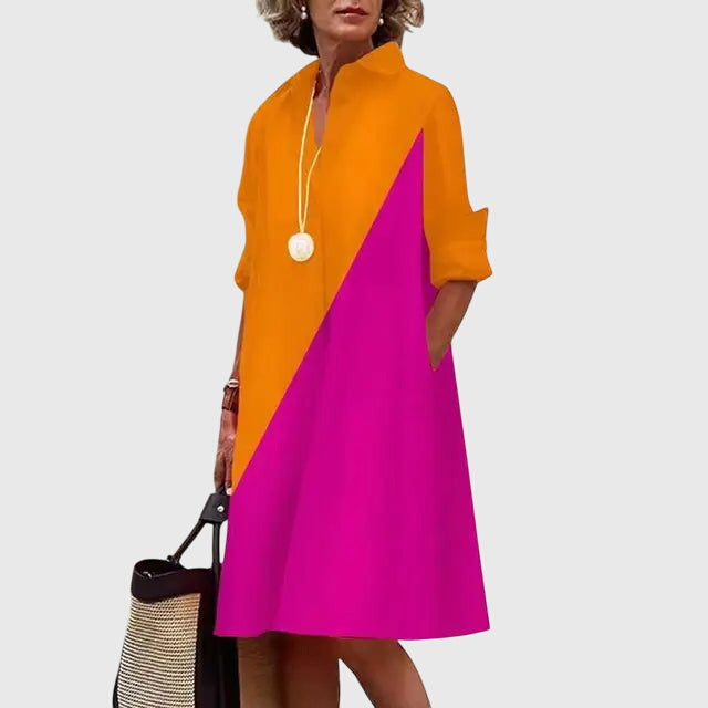 Nadette | Button-Front Midi Shirt Dress with Pockets for Women