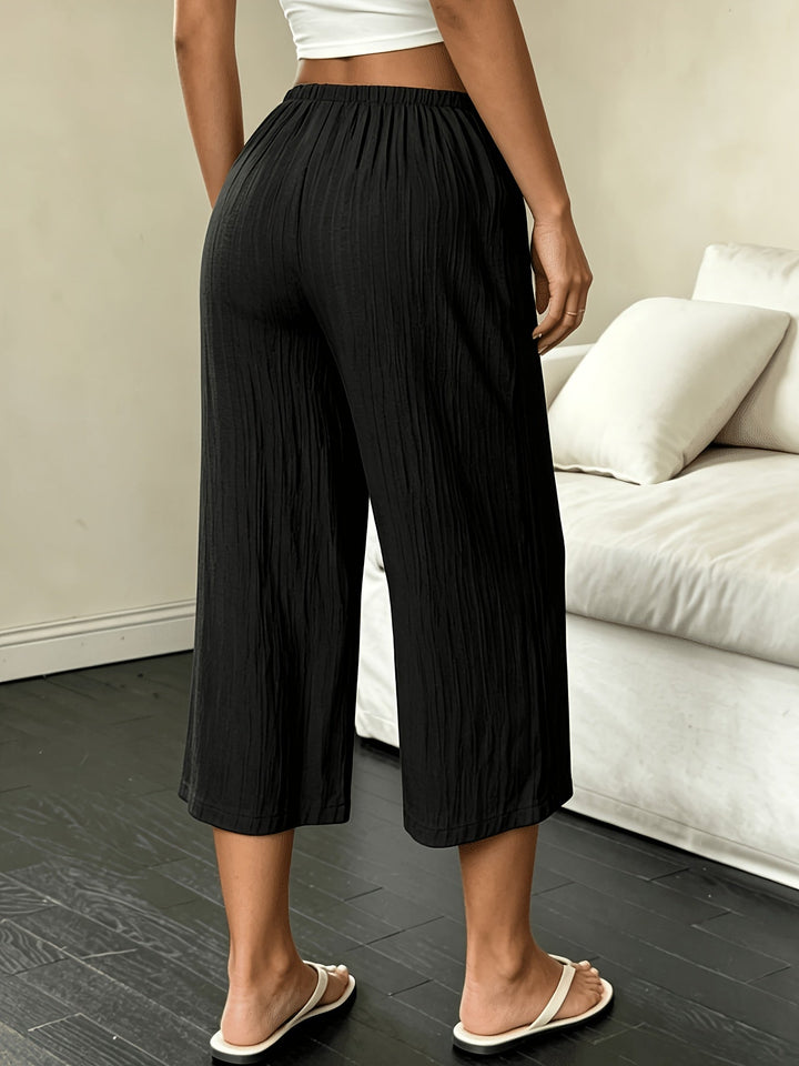 Imara | Women's Cropped Trousers Relaxed-Fit Elastic Waist