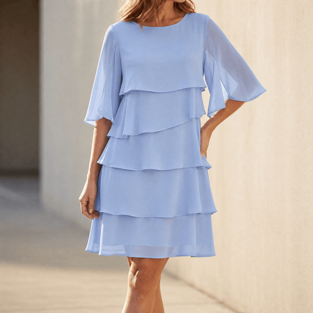 Sigrid | Tiered Ruffle Midi Dress with Flutter Sleeves for Women