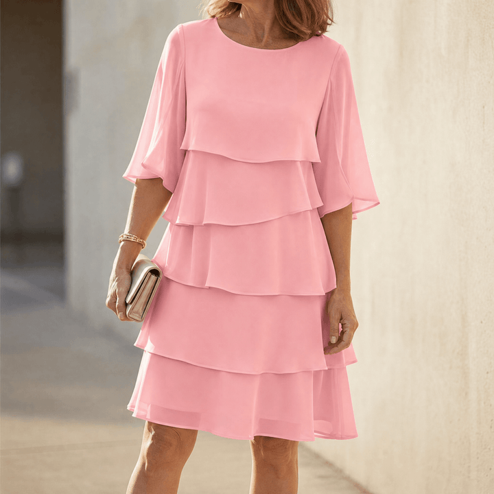 Sigrid | Tiered Ruffle Midi Dress with Flutter Sleeves for Women