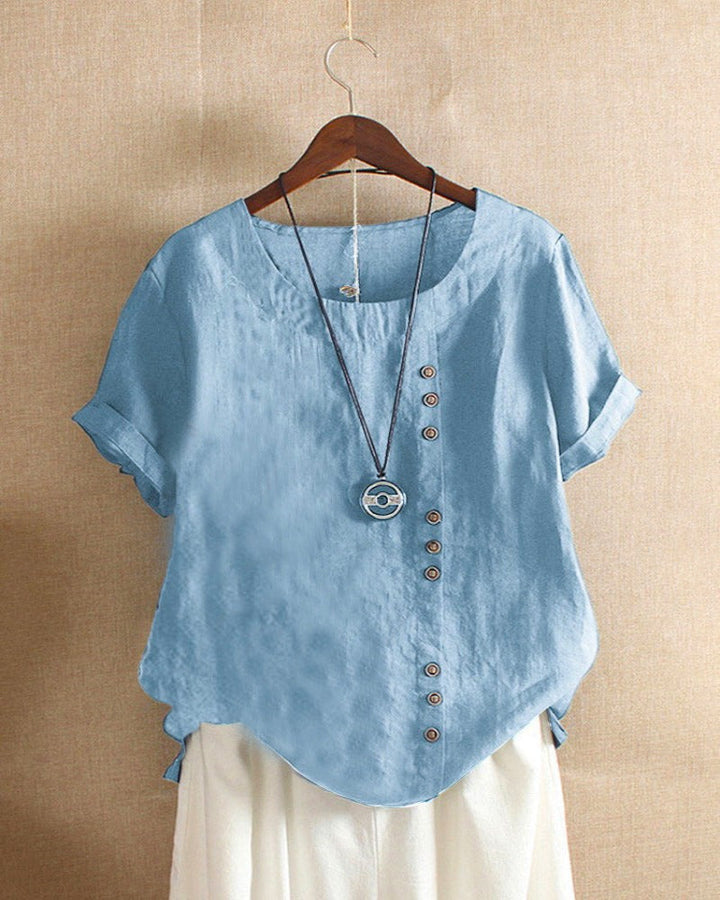 Mathilde | Women's Casual Blouse Button-Front Short Sleeve Top