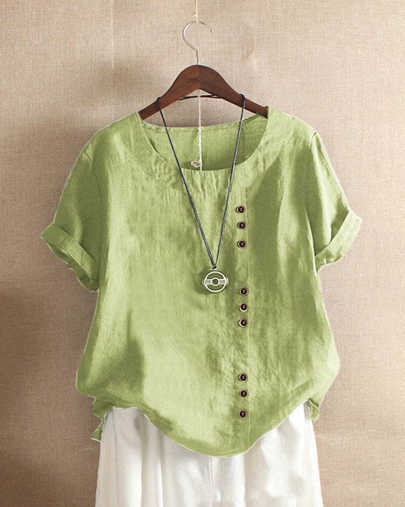 Mathilde | Women's Casual Blouse Button-Front Short Sleeve Top