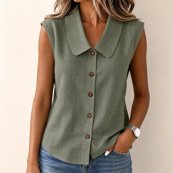 Sabine | Women's V-Neck Sleeveless Blouse – Casual Summer Top