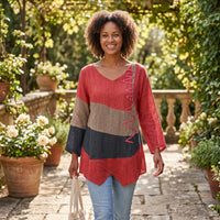 Hanne | Women's Relaxed-Fit Blouse V-Neck Long Sleeve – Casual Outings