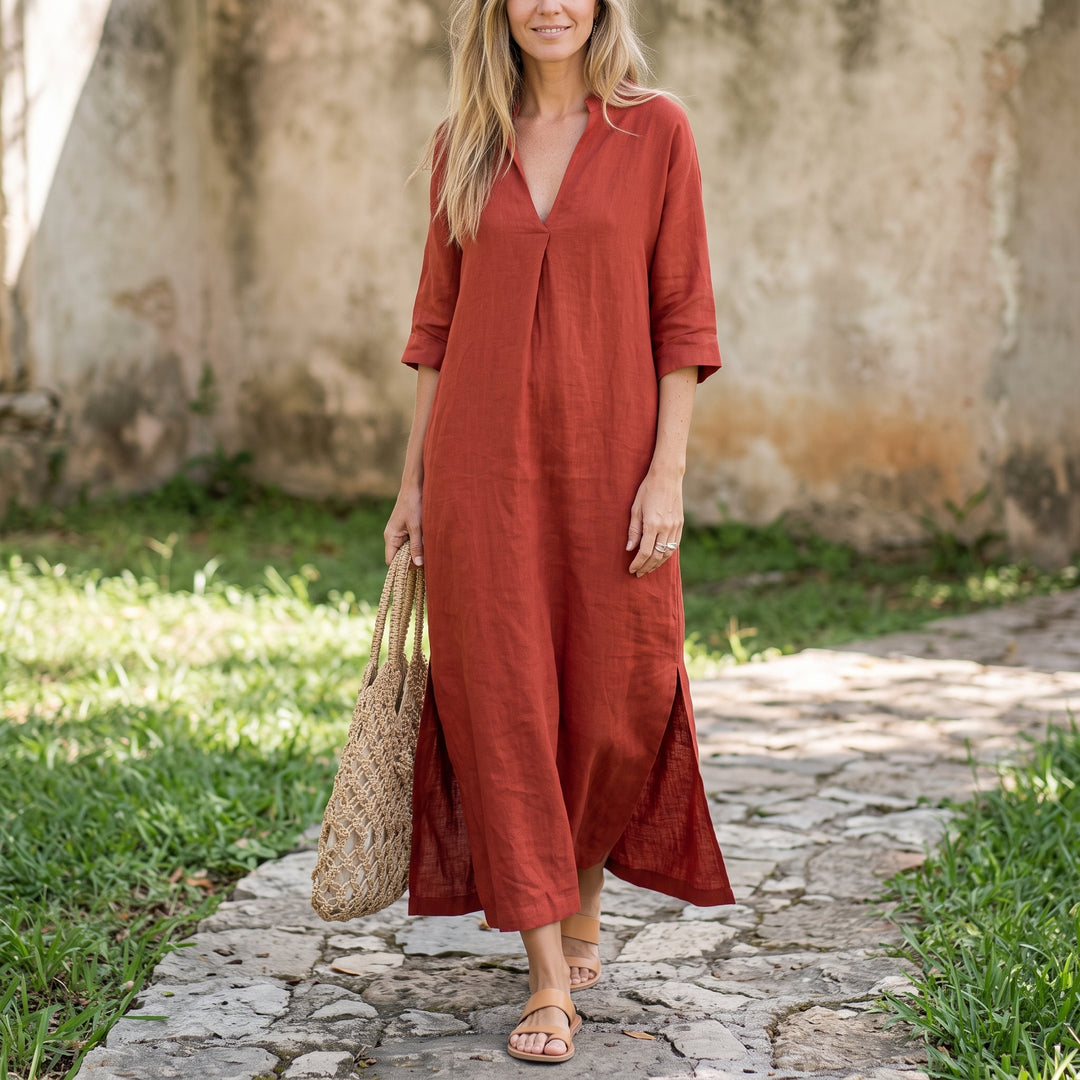 Charlotte | Women's V-Neck Maxi Dress – Summer Daytime Wear