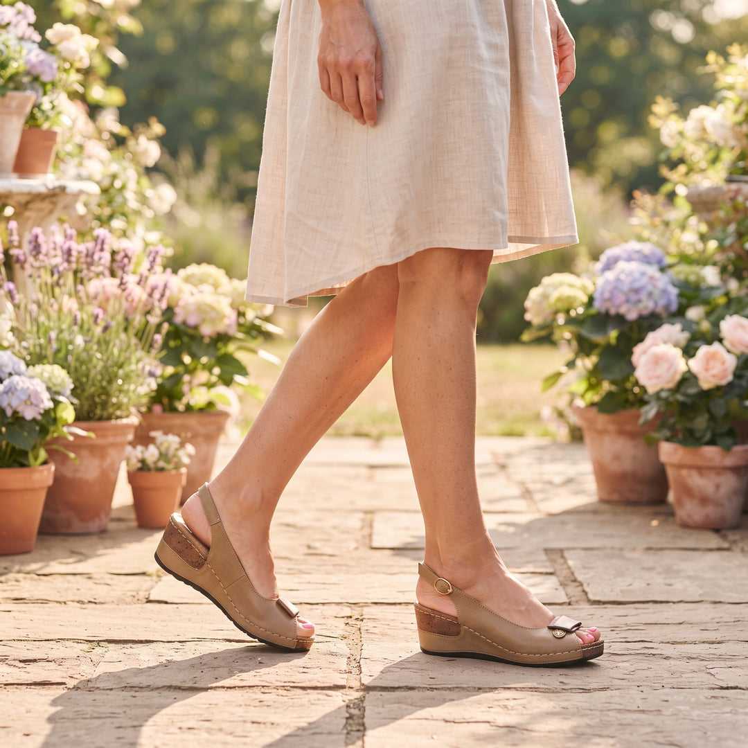 Freya | Women's Wedge Sandal Open-Toe Adjustable Strap