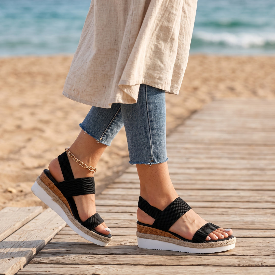 Nadja | Women's Platform Espadrille Sandals - Open-Toe Wedge