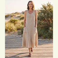 Elara | Women's Scoop-Neck Sleeveless Midi Dress with Pockets