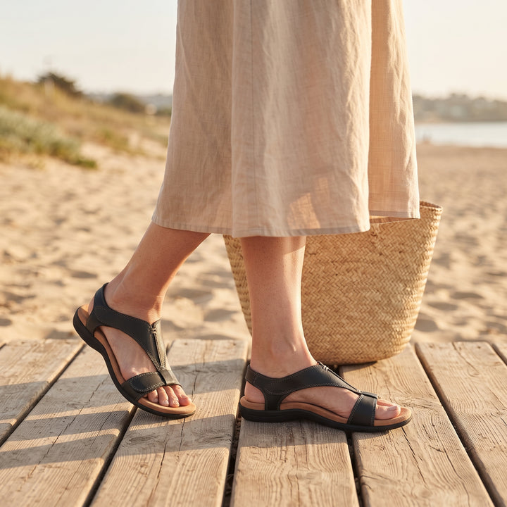 Dahlia | Women's Open-Toe Sandals T-Strap Slip-On Summer