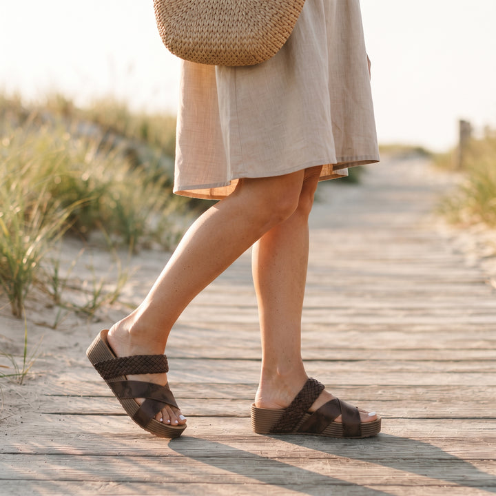 Esther | Women's Slip-On Open-Toe Platform Sandals – Beach Vacation