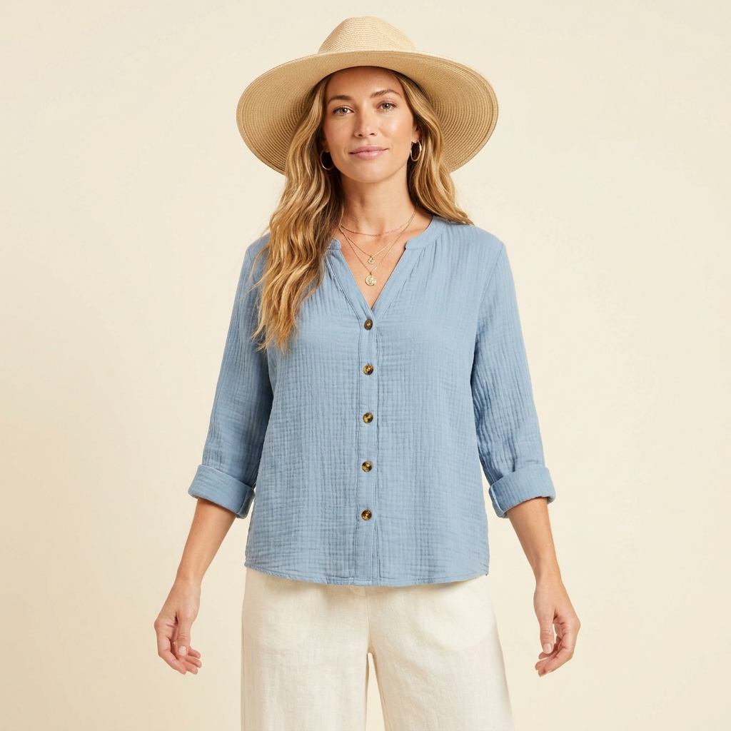 Eva | Women's Relaxed Fit Button-Up Blouse