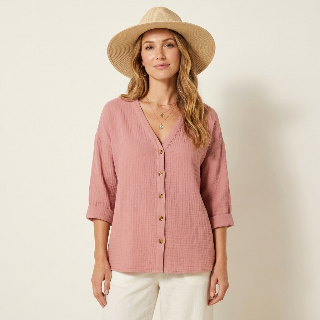 Eva | Women's Relaxed Fit Button-Up Blouse