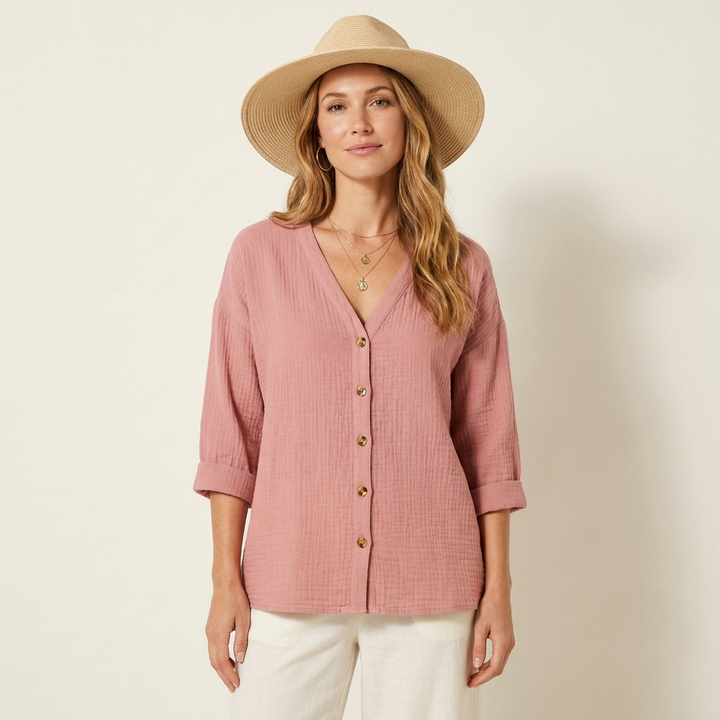 Eva | Women's Relaxed Fit Button-Up Blouse