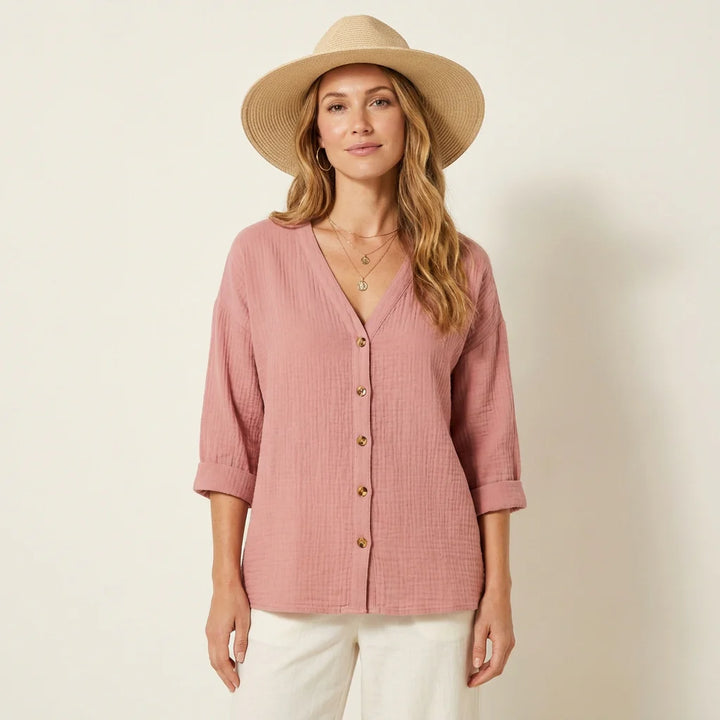 Eva | Women's Relaxed Fit Button-Up Blouse
