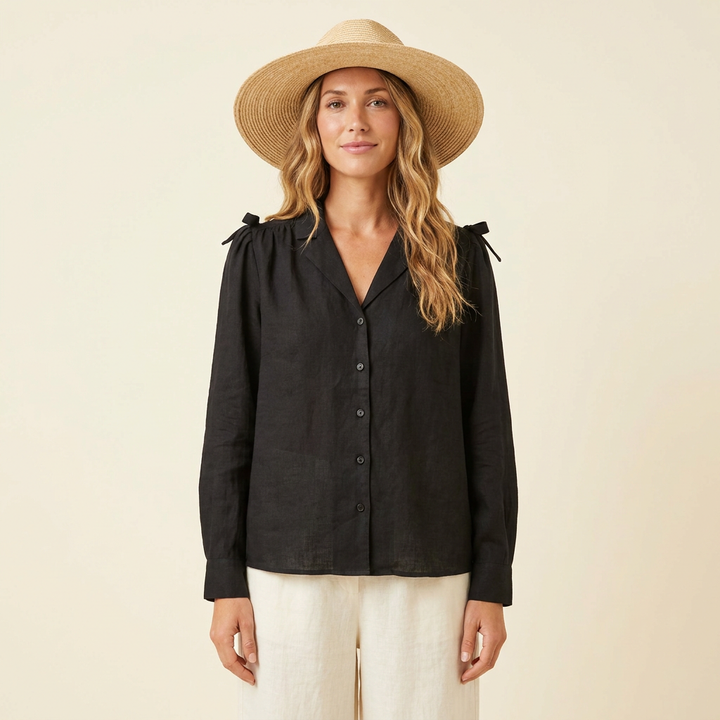 Karin | Women's Linen Button-Down Blouse