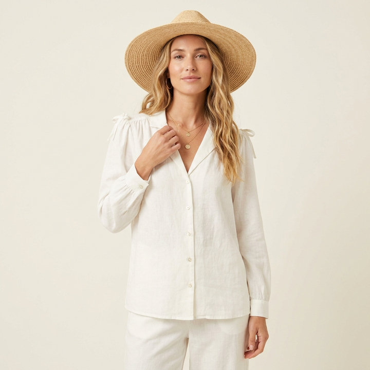 Karin | Women's Linen Button-Down Blouse