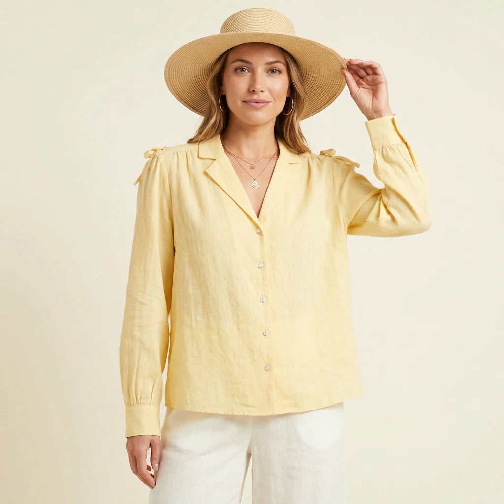 Karin | Women's Linen Button-Down Blouse