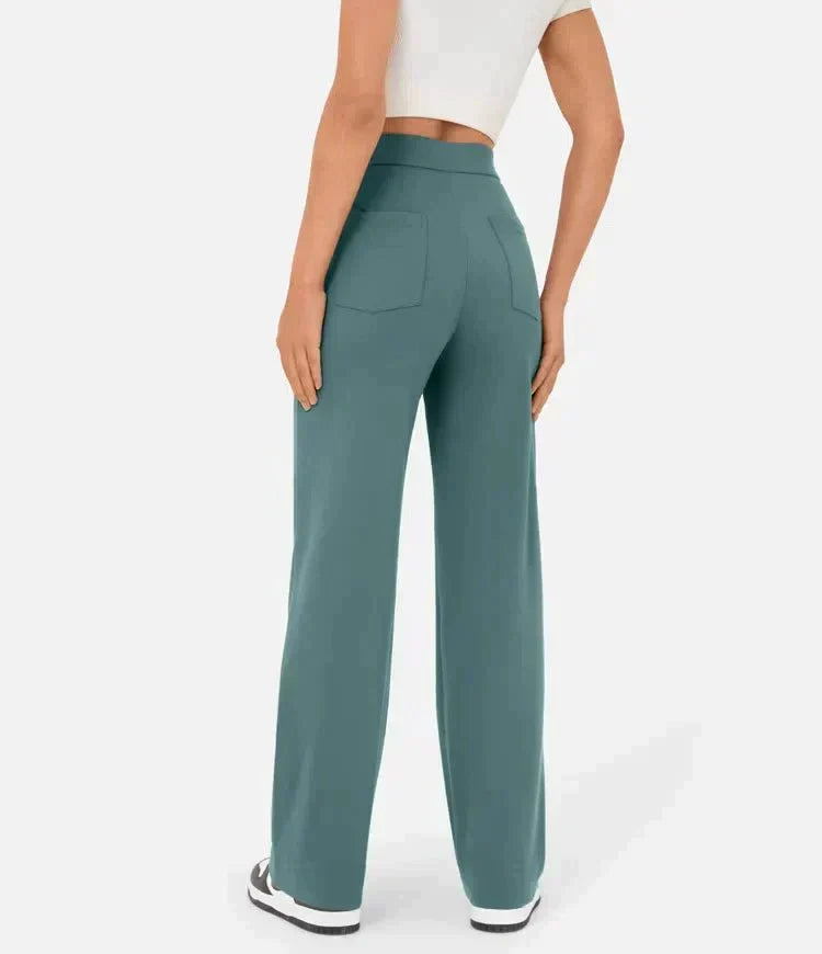 Isolde | Women's High-Waist Trousers Wide Leg Button Front