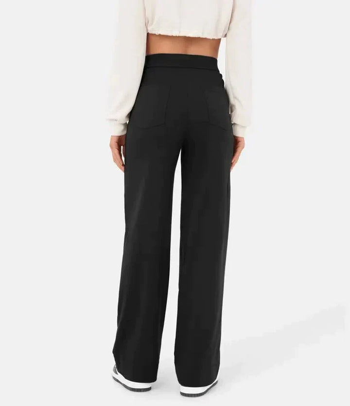 Isolde | Women's High-Waist Trousers Wide Leg Button Front