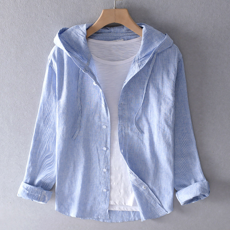 Nova | Women's Hooded Striped Shirt with Button Front