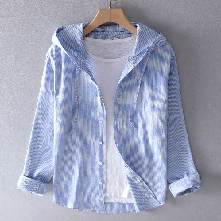 Nova | Women's Hooded Striped Shirt with Button Front