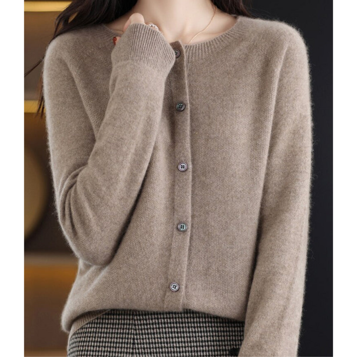 Solveig | Button-Front V-Neck Ribbed Cardigan for Women
