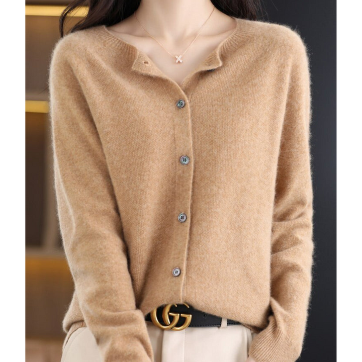 Solveig | Button-Front V-Neck Ribbed Cardigan for Women