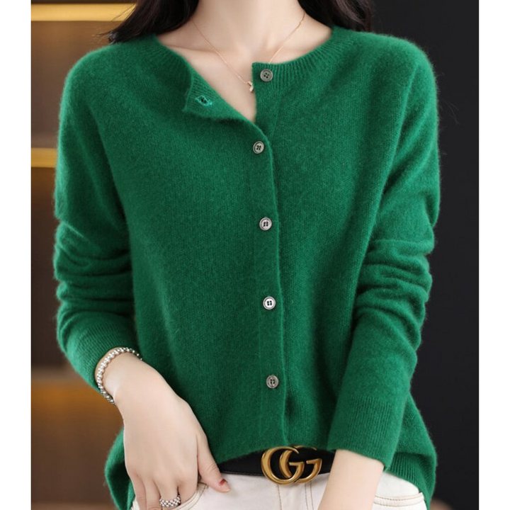 Solveig | Button-Front V-Neck Ribbed Cardigan for Women