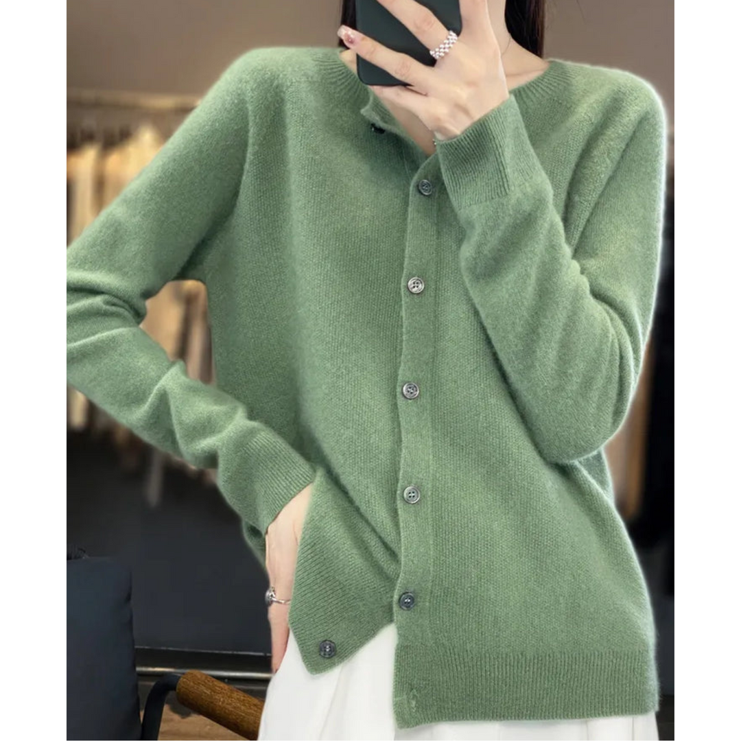 Solveig | Button-Front V-Neck Ribbed Cardigan for Women