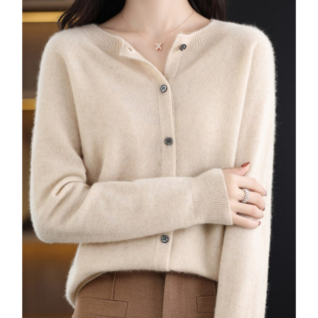 Solveig | Button-Front V-Neck Ribbed Cardigan for Women