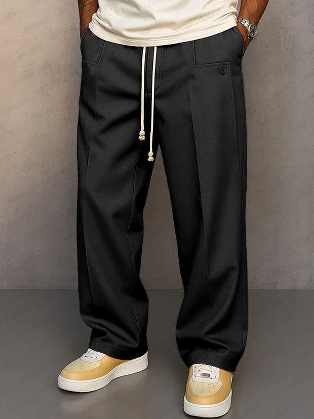 Niklas | Men's Tapered Drawstring Trousers with Front Crease