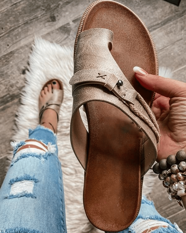 Esmee | Women's Boho Studded Toe-Ring Slide Sandals
