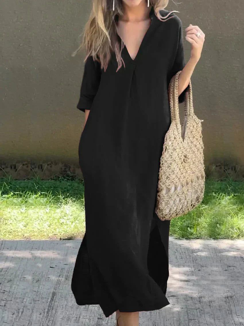 Charlotte | Women's V-Neck Maxi Dress – Summer Daytime Wear