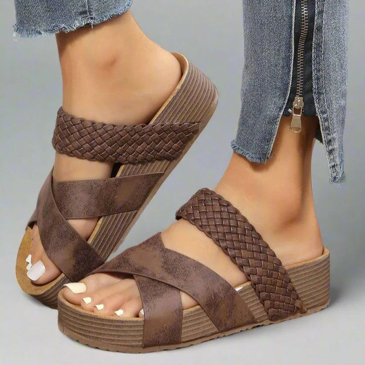 Esther | Women's Slip-On Open-Toe Platform Sandals – Beach Vacation