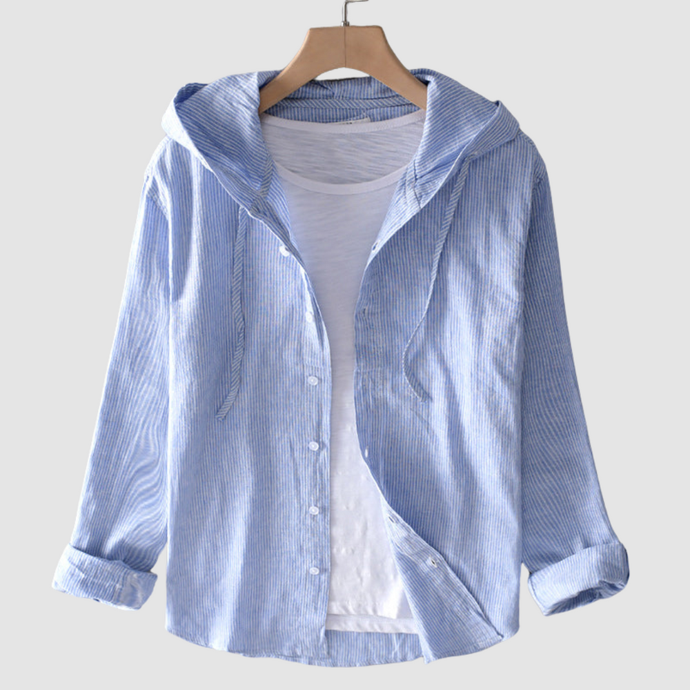 Gerda | Women's Hooded Blouse Button Front Relaxed-Fit