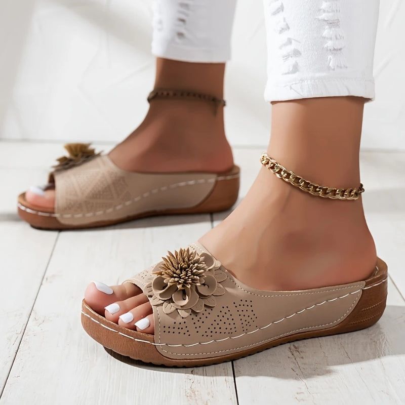 Eline | Women's Platform Open-Toe Sandals - Slip-On Casual