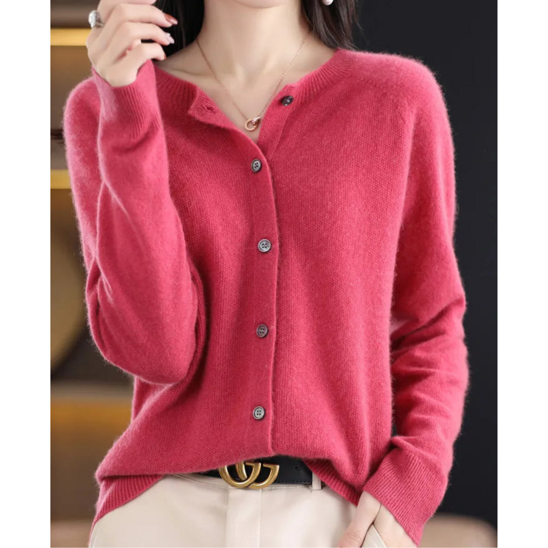Solveig | Button-Front V-Neck Ribbed Cardigan for Women