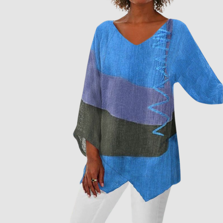 Hanne | Women's Relaxed-Fit Blouse V-Neck Long Sleeve – Casual Outings