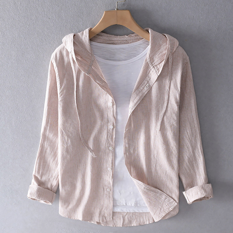 Nova | Women's Hooded Striped Shirt with Button Front