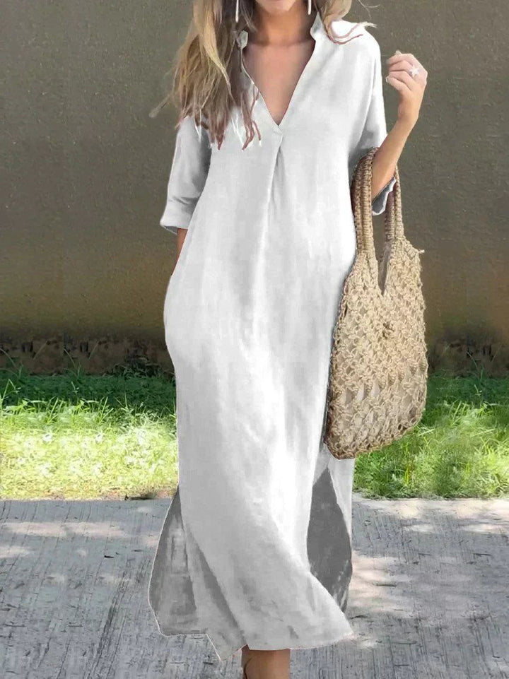Charlotte | Women's V-Neck Maxi Dress – Summer Daytime Wear