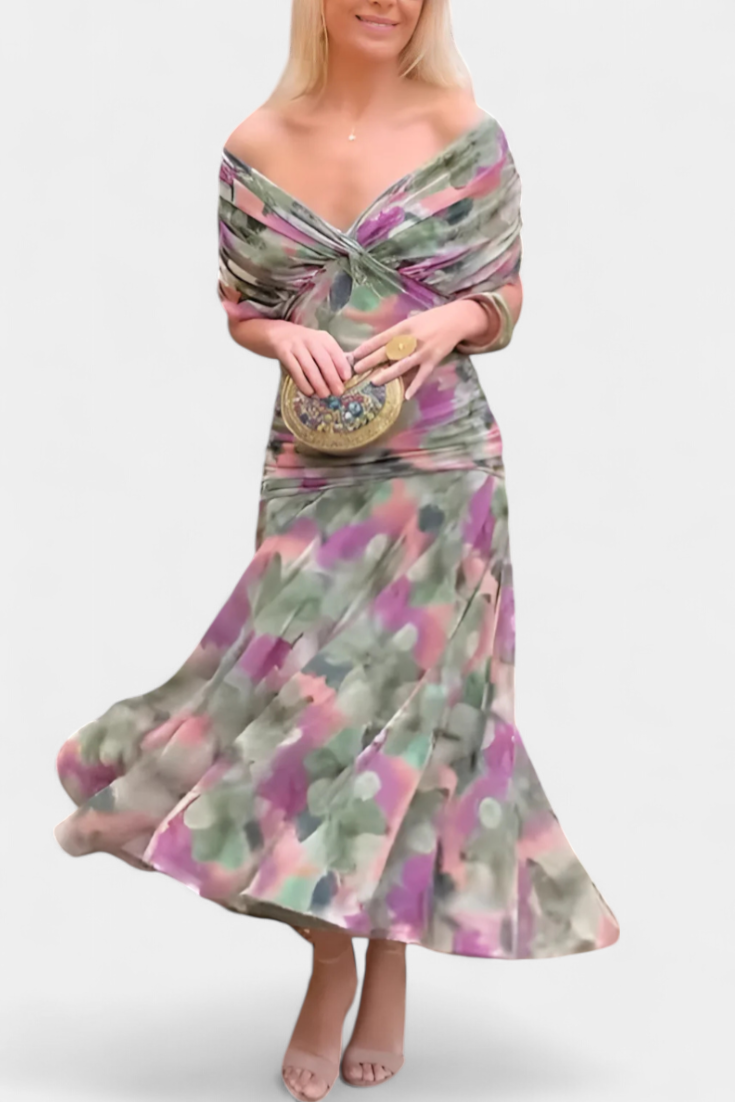 Odalys | Women's V-Neck Maxi Dress Floral Print – Wedding Guest