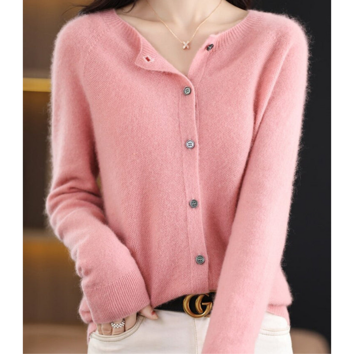 Solveig | Button-Front V-Neck Ribbed Cardigan for Women