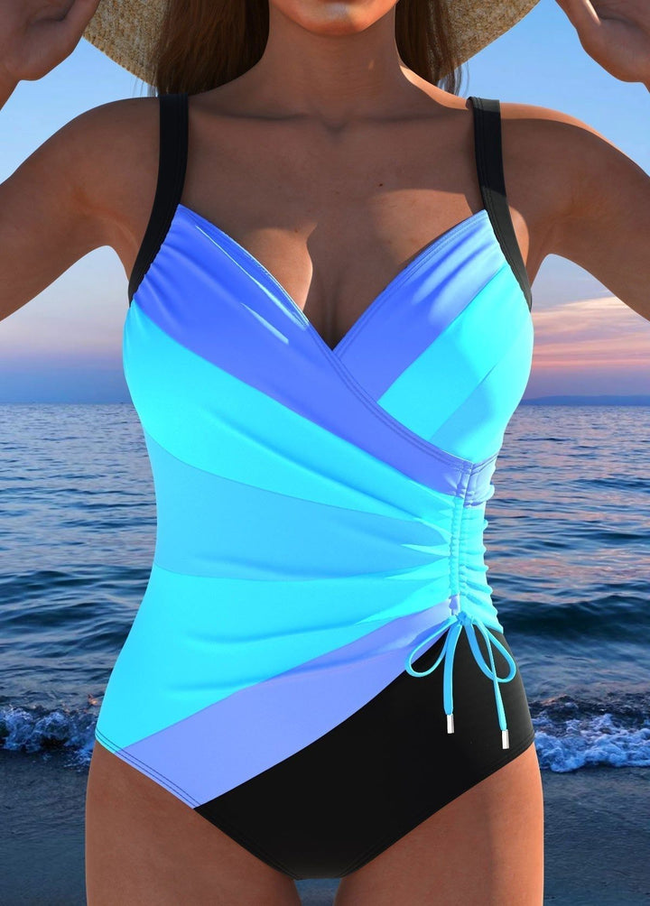 Nadalya | Ruched V-Neck One-Piece Swimsuit with Adjustable Side Tie